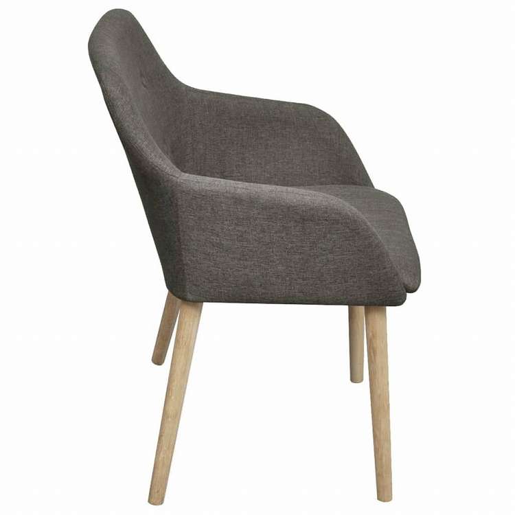 vidaXL ダイニングチェア 2点 ライトグレー 布&オーク無垢材家具 チェア キッチン・ダイニングルームチェア(代引不可)