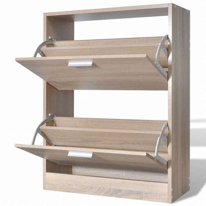 vidaXL 木製シューズキャビネット 2段収納 オーク調ホーム&ガーデン 家事用品 収納&オーガナイザー 衣類・ワードローブ収納 シューズラック・整理収納(代引不可)