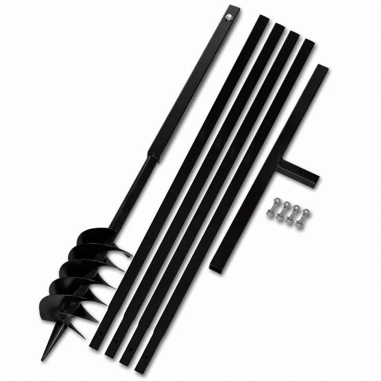 vidaXL グラウンドドリル ハンドル付き 120mm 延長チューブ 5m スチールハードウェア ツール ドリル オーガードリル(代引不可)