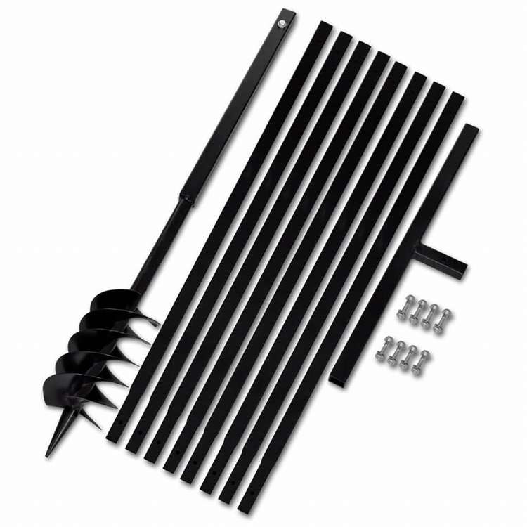 vidaXL グラウンドドリル ハンドル付き 120mm 延長チューブ 9m スチールハードウェア ツール ドリル オーガードリル(代引不可)