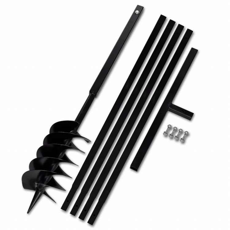 vidaXL グラウンドドリル ハンドル付き 150mm 延長チューブ 5m スチールハードウェア ツール ドリル オーガードリル(代引不可)