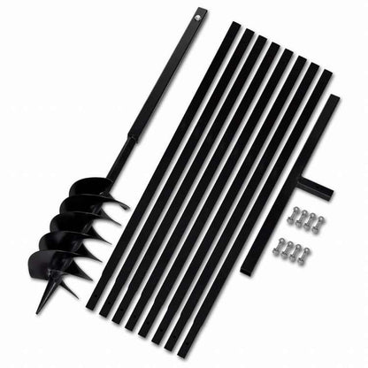 vidaXL グラウンドドリル ハンドル付き 150mm 延長チューブ 9m スチールハードウェア ツール ドリル オーガードリル(代引不可)