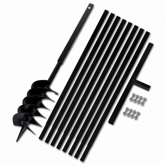 vidaXL グラウンドドリル ハンドル付き 150mm 延長チューブ 9m スチールハードウェア ツール ドリル オーガードリル(代引不可)