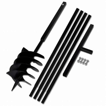 vidaXL グラウンドドリル ハンドル付き 200mm 延長チューブ 5m スチールハードウェア ツール ドリル オーガードリル(代引不可)