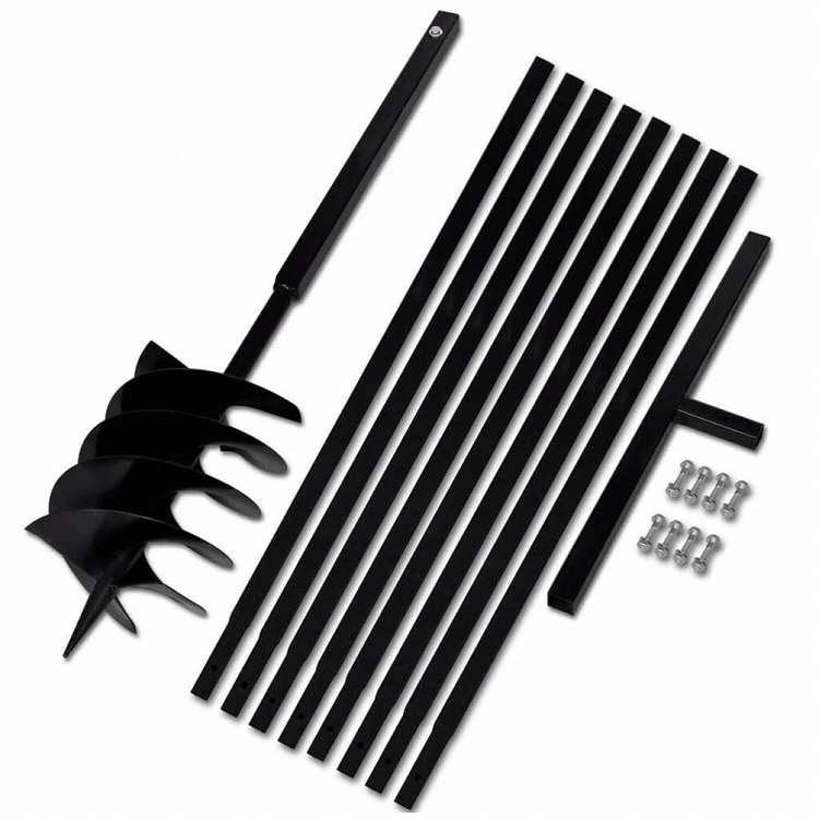 vidaXL グラウンドドリル ハンドル付き 200mm 延長チューブ 9m スチールハードウェア ツール ドリル オーガードリル(代引不可)