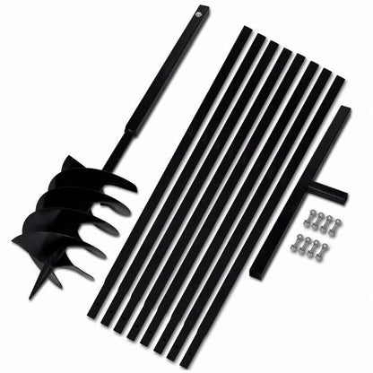 vidaXL グラウンドドリル ハンドル付き 200mm 延長チューブ 9m スチールハードウェア ツール ドリル オーガードリル(代引不可)