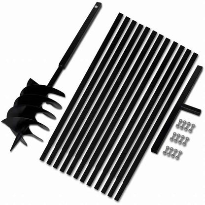 vidaXL グラウンドドリル ハンドル付き 200mm 延長チューブ 13m スチールハードウェア ツール ドリル オーガードリル(代引不可)