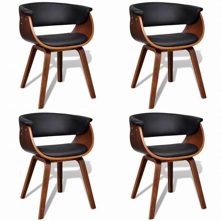 vidaXL ダイニングチェア 4点セット 曲げ木&合成皮革製家具 チェア キッチン・ダイニングルームチェア(代引不可)