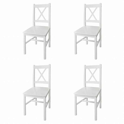 vidaXL ダイニングチェア 4点 マツ材 ホワイト家具 チェア キッチン・ダイニングルームチェア(代引不可)