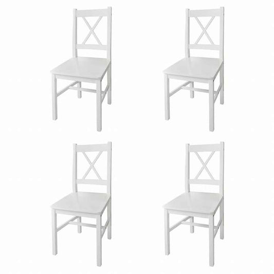 vidaXL ダイニングチェア 4点 マツ材 ホワイト家具 チェア キッチン・ダイニングルームチェア(代引不可)