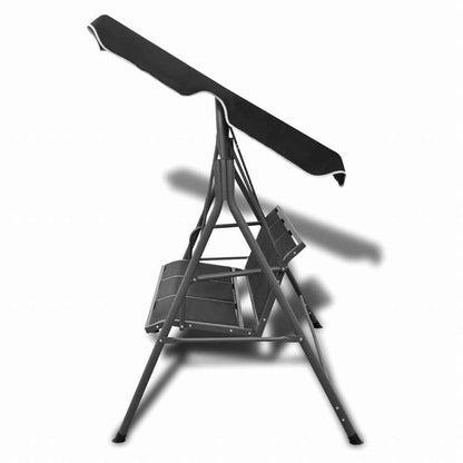 vidaXL ガーデンスイングベンチ キャノピー付き ブラックホーム&ガーデン 芝&ガーデン アウトドアリビング ポーチブランコ椅子用品ブランコ椅子(代引不可)