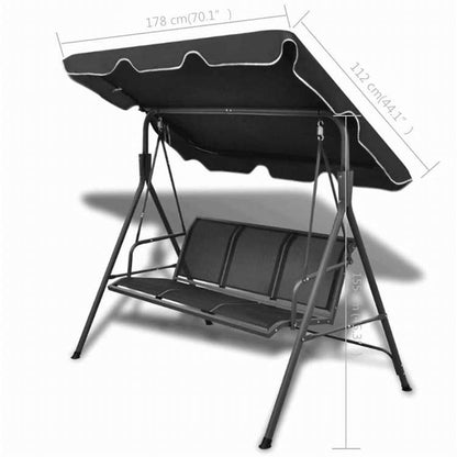 vidaXL ガーデンスイングベンチ キャノピー付き ブラックホーム&ガーデン 芝&ガーデン アウトドアリビング ポーチブランコ椅子用品ブランコ椅子(代引不可)