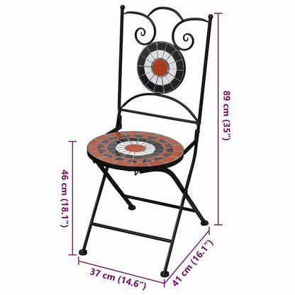 vidaXL 折り畳み式ビストロチェア 2点 セラミック テラコッタ&ホワイト家具 アウトドア家具 屋外椅子 アウトドアベンチチェア(代引不可)