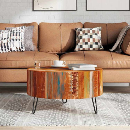 vidaXL コーヒーテーブル 無垢 再生木材 円型家具 テーブル アクセントテーブル コーヒーテーブル(代引不可)