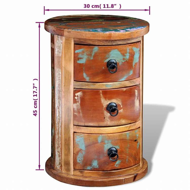 vidaXL 再生木製キャビネット 無垢材 3段引き出し家具 キャビネット&収納 収納キャビネット・ロッカー(代引不可)