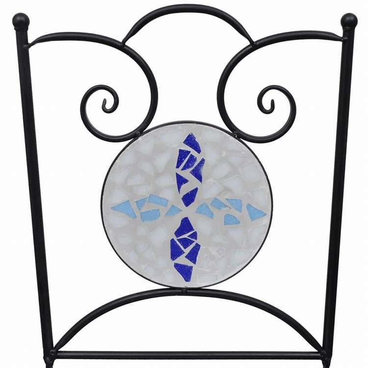 vidaXL ビストロ3点セット セラミックタイル ブルー&ホワイト家具 アウトドア家具 屋外家具セット(代引不可)