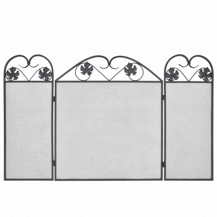 vidaXL 暖炉 衝立 パネル3枚 鉄製 ブラックホーム&ガーデン 暖炉・木製ストーブ用品 暖炉スクリーン(代引不可)