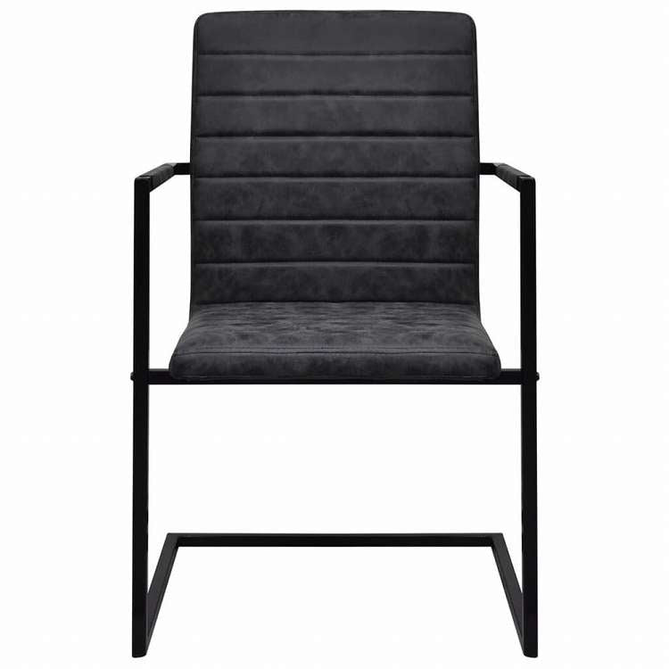 vidaXL カンチレバーダイニングチェア 2点セット ブラック 合成皮革製家具 チェア キッチン・ダイニングルームチェア(代引不可)