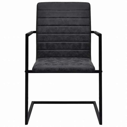 vidaXL カンチレバーダイニングチェア 2点セット ブラック 合成皮革製家具 チェア キッチン・ダイニングルームチェア(代引不可)