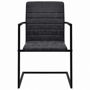 vidaXL カンチレバーダイニングチェア 2点セット ブラック 合成皮革製家具 チェア キッチン・ダイニングルームチェア(代引不可)