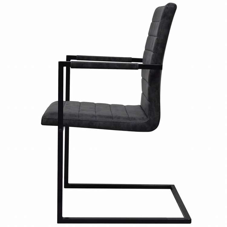 vidaXL カンチレバーダイニングチェア 2点セット ブラック 合成皮革製家具 チェア キッチン・ダイニングルームチェア(代引不可)