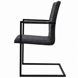 vidaXL カンチレバーダイニングチェア 2点セット ブラック 合成皮革製家具 チェア キッチン・ダイニングルームチェア(代引不可)