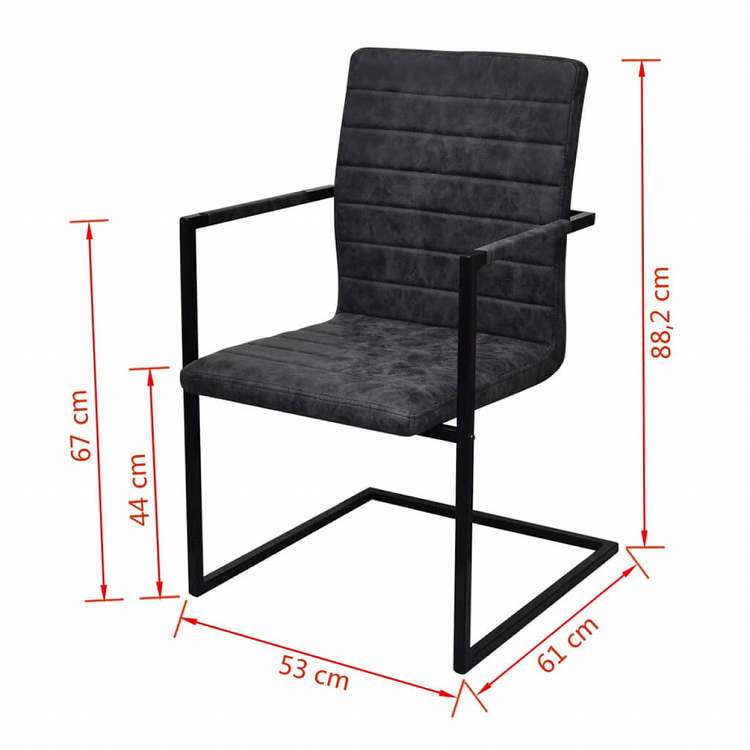 vidaXL カンチレバーダイニングチェア 2点セット ブラック 合成皮革製家具 チェア キッチン・ダイニングルームチェア(代引不可)