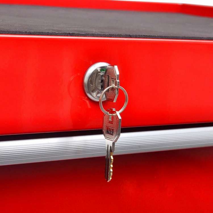 vidaXL ワークショップツールワゴン 5段引き出し 赤色ハードウェア ツール ドーリー・ハンドトラック(代引不可)