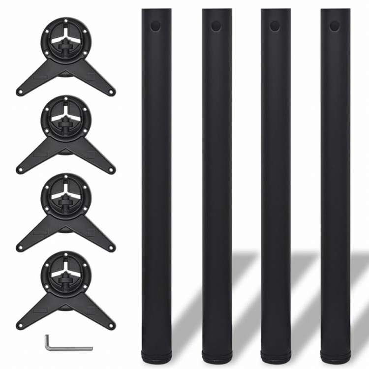 vidaXL テーブル脚 4点 高さ調節可能 ブラック 710mm家具 テーブル用品 テーブル脚(代引不可)