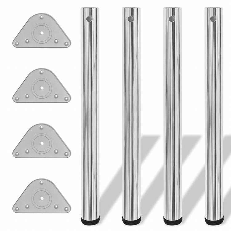 vidaXL テーブル脚 4点 高さ調節可能 クローム 710mm家具 テーブル用品 テーブル脚(代引不可)