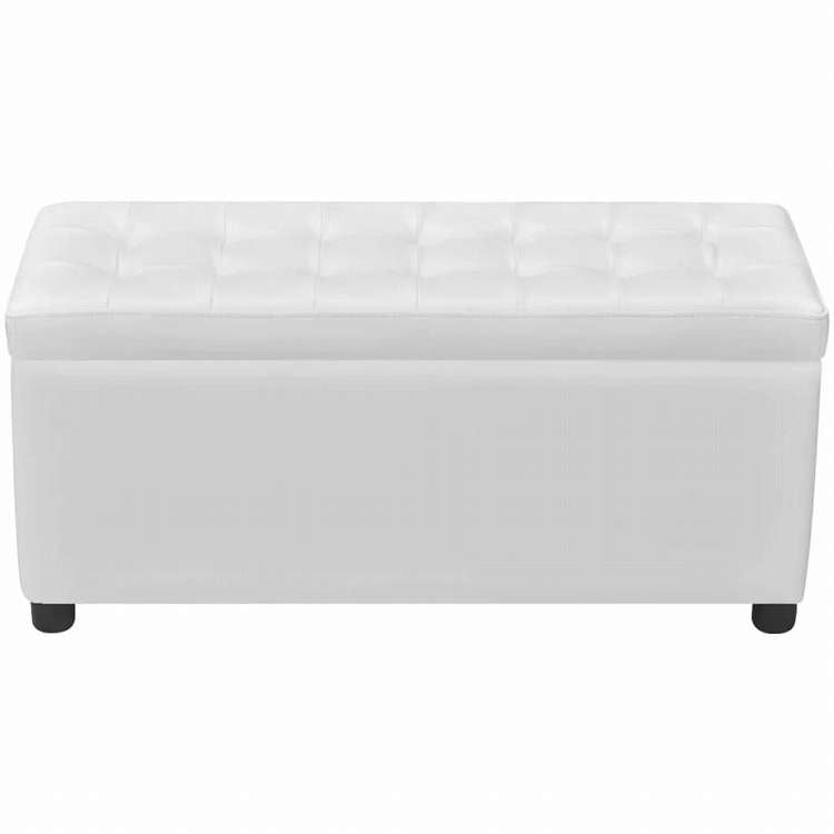 vidaXL 収納オットマン 人工皮革 ホワイト家具 ベンチ 倉庫・通路用ベンチ(代引不可)