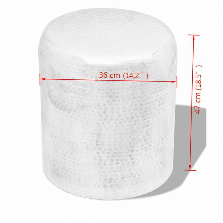 vidaXL アルミ製スツール/サイドテーブル 槌目仕上げ シルバー家具 テーブル アクセントテーブル エンドテーブル(代引不可)