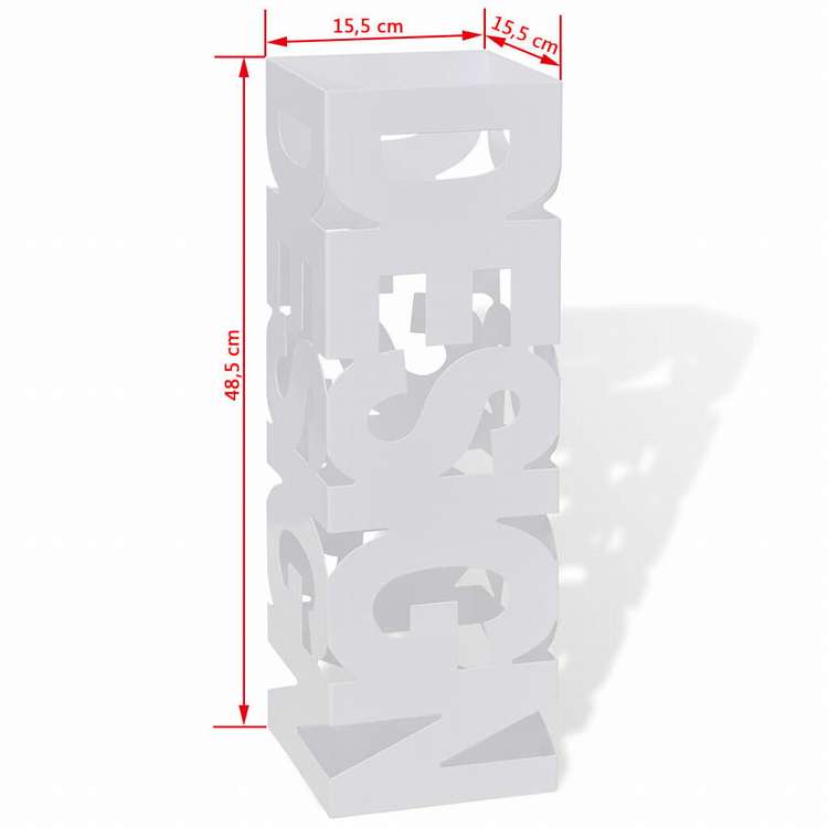 vidaXL 傘立て 杖スタンド スチール製 48.5cm ホワイト スクエアホーム&ガーデン 家事用品 収納&オーガナイザー 収納フック&ラック 傘立て・ラック(代引不可)