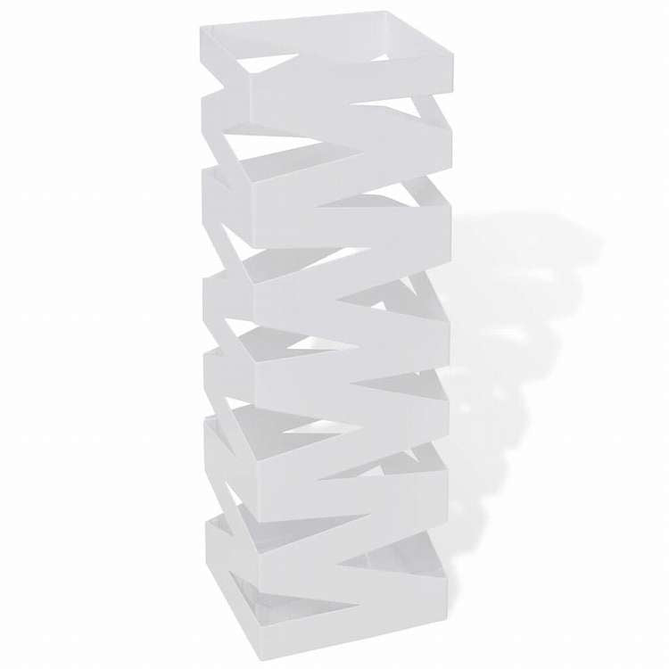 vidaXL 傘立て 杖スタンド スチール製 48.5cm ホワイト スクエアホーム&ガーデン 家事用品 収納&オーガナイザー 収納フック&ラック 傘立て・ラック(代引不可)
