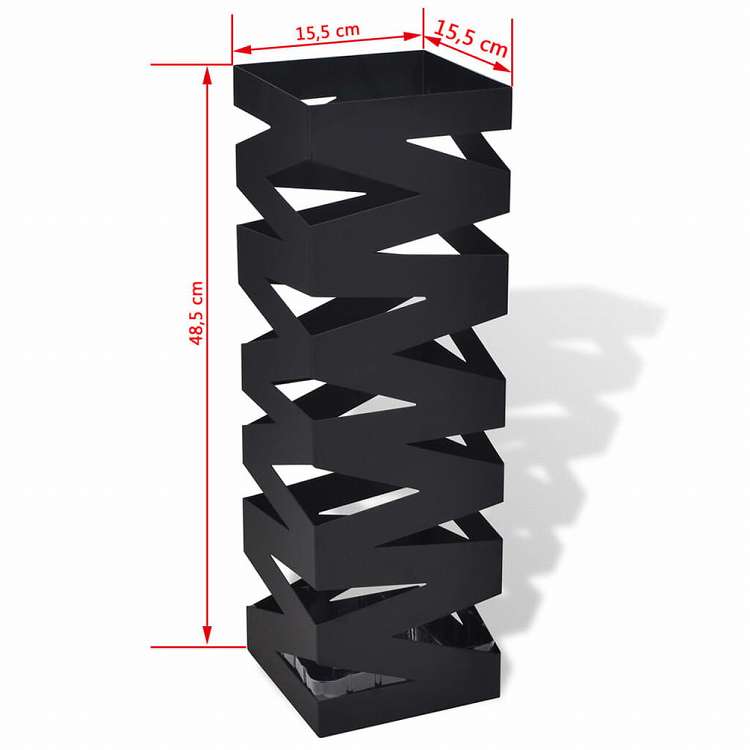 vidaXL 傘立て 杖スタンド スチール製 48.5cm ブラック スクエアホーム&ガーデン 家事用品 収納&オーガナイザー 収納フック&ラック 傘立て・ラック(代引不可)