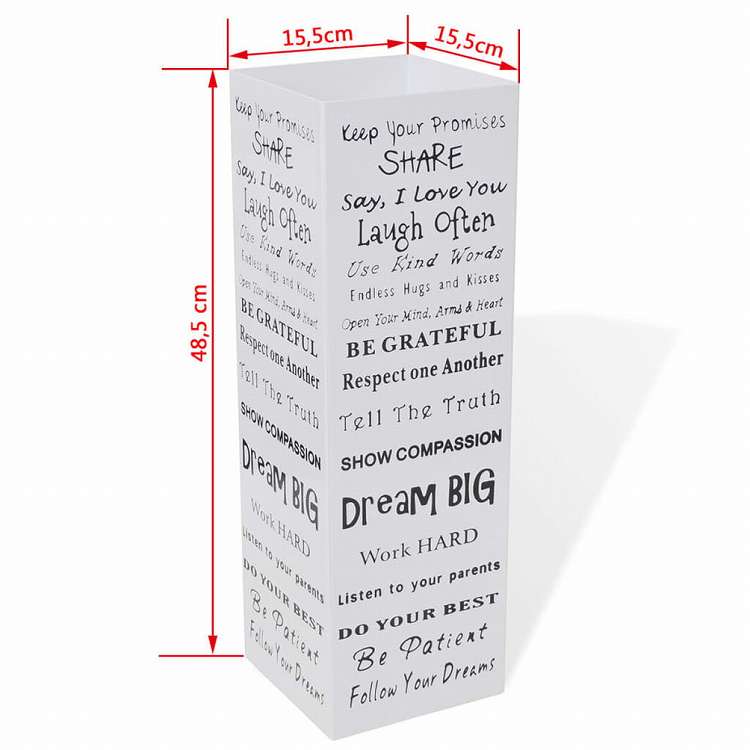 vidaXL 傘立て 杖スタンド スチール製 48.5cm ホワイト スクエアホーム&ガーデン 家事用品 収納&オーガナイザー 収納フック&ラック 傘立て・ラック(代引不可)