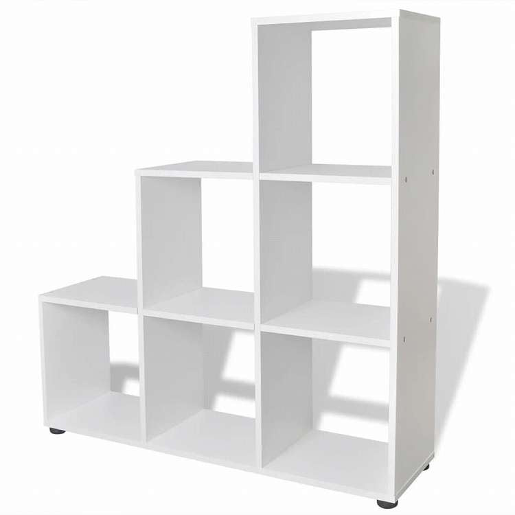 vidaXL 階段型 本棚/ディスプレイシェルフ 107cm ホワイト家具 棚 本棚・オープンラック(代引不可)