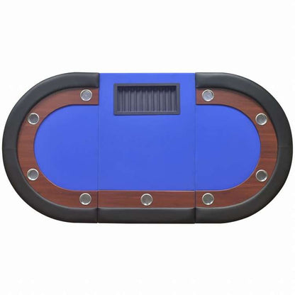 vidaXL 10人用ポーカーテーブル ディーラーエリア&チップトレイ付き ブルー家具 テーブル ポーカー・ゲーム用テーブル(代引不可)