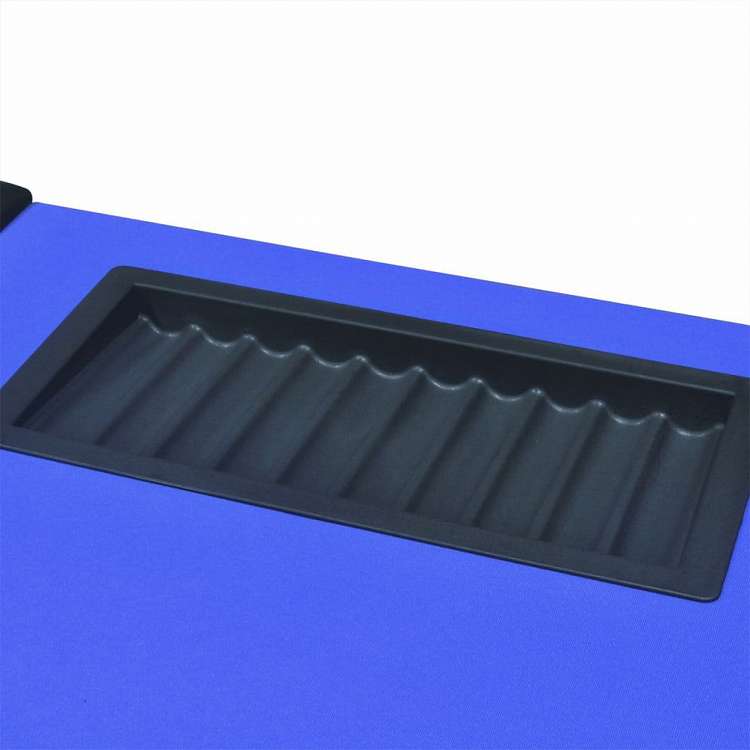 vidaXL 10人用ポーカーテーブル ディーラーエリア&チップトレイ付き ブルー家具 テーブル ポーカー・ゲーム用テーブル(代引不可)