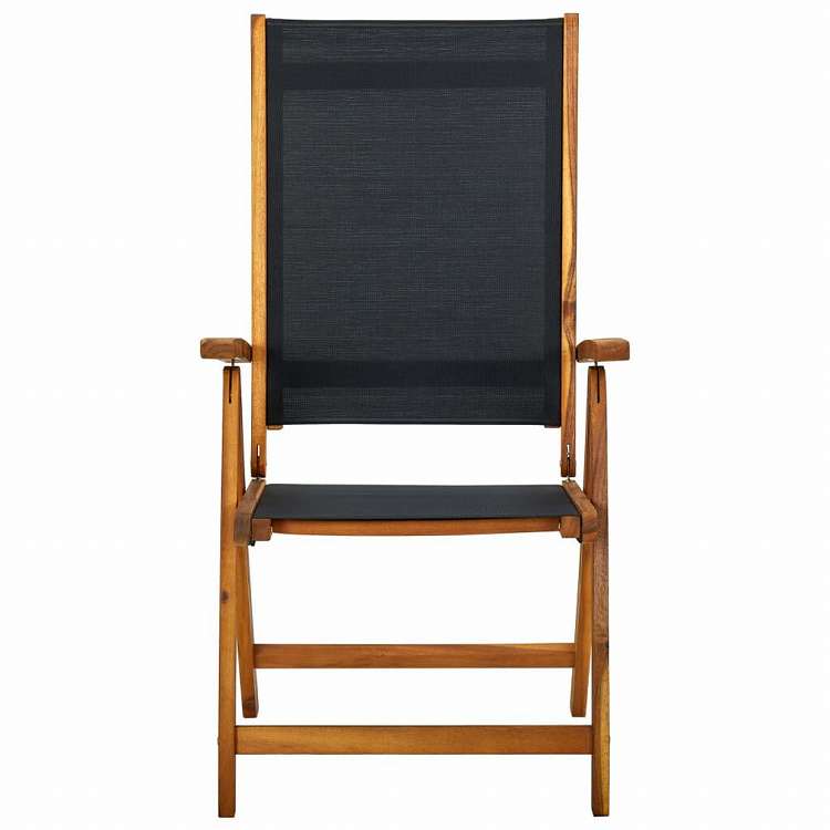 vidaXL 折りたたみガーデンチェア 2点 アカシア無垢材 合成繊維家具 アウトドア家具 屋外椅子 アウトドアベンチチェア(代引不可)