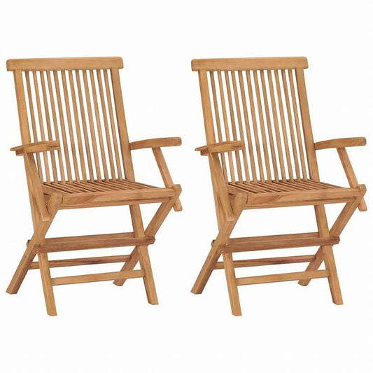 vidaXL 折りたたみ式ガーデンチェア 2個 チーク材家具 アウトドア家具 屋外椅子 アウトドアベンチチェア(代引不可)