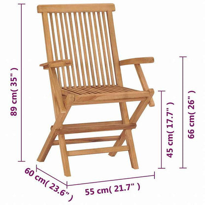 vidaXL 折りたたみ式ガーデンチェア 2個 チーク材家具 アウトドア家具 屋外椅子 アウトドアベンチチェア(代引不可)