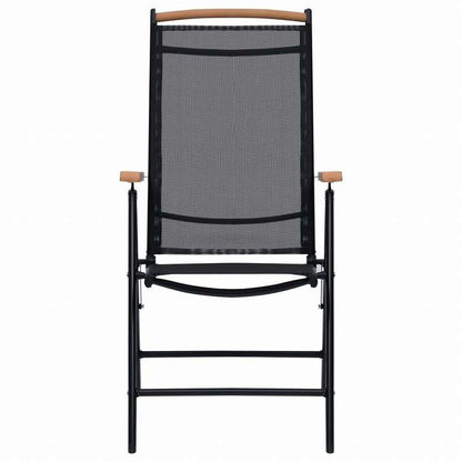 vidaXL 折りたたみガーデンチェア 2点 アルミ&合成繊維 ブラック家具 アウトドア家具 屋外椅子 アウトドアベンチチェア(代引不可)
