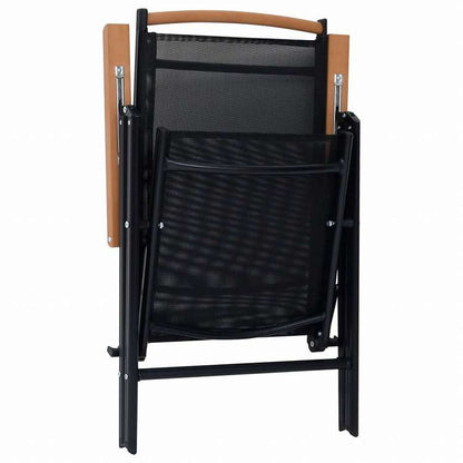 vidaXL 折りたたみガーデンチェア 2点 アルミ&合成繊維 ブラック家具 アウトドア家具 屋外椅子 アウトドアベンチチェア(代引不可)