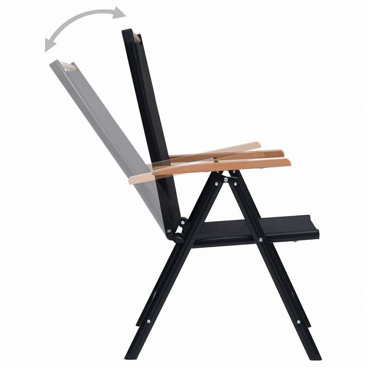 vidaXL 折りたたみガーデンチェア 2点 アルミ&合成繊維 ブラック家具 アウトドア家具 屋外椅子 アウトドアベンチチェア(代引不可)