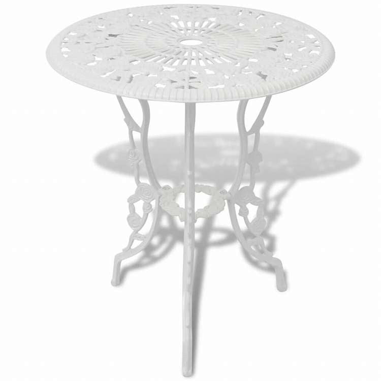 vidaXL ビストロ 3点セット アルミ鋳物 ホワイト家具 アウトドア家具 屋外家具セット(代引不可)