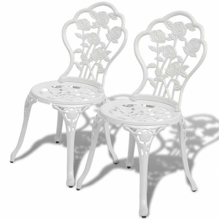 vidaXL ビストロ 3点セット アルミ鋳物 ホワイト家具 アウトドア家具 屋外家具セット(代引不可)