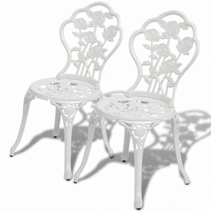 vidaXL ビストロ 3点セット アルミ鋳物 ホワイト家具 アウトドア家具 屋外家具セット(代引不可)