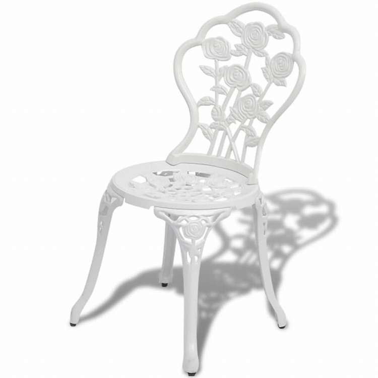 vidaXL ビストロ 3点セット アルミ鋳物 ホワイト家具 アウトドア家具 屋外家具セット(代引不可)