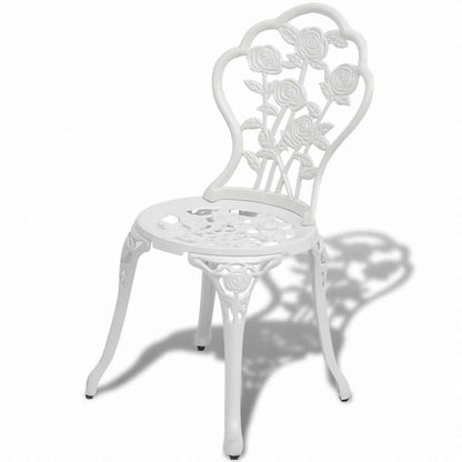 vidaXL ビストロ 3点セット アルミ鋳物 ホワイト家具 アウトドア家具 屋外家具セット(代引不可)